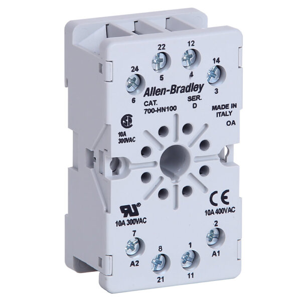 00f0697c578d9b38be6b21c68c74ad9a-1.jpg Relay Socket, 8-Pin, Guarded Touch Safe ScrewTerminals, used with 700-HA32 and 700-HR relays - 700-HN100