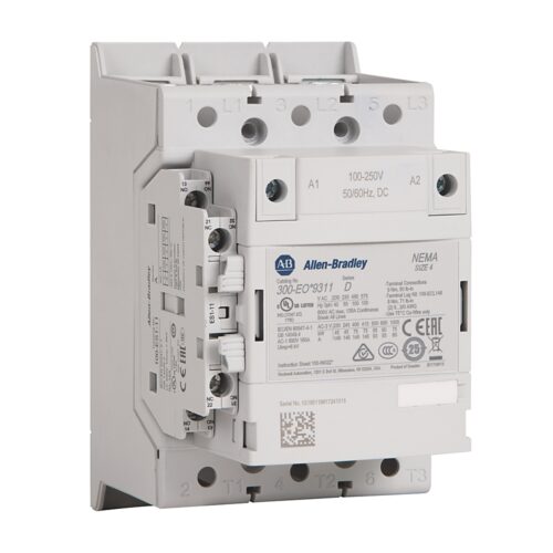 Contactor, NEMA, Size 4, 146 A, 24-60V 50-60 Hz/24-60V DC, 3 NO Poles, 1 NO 1 NC Auxiliary Contacts, Bus Bar Connections - 300-EOJ9311