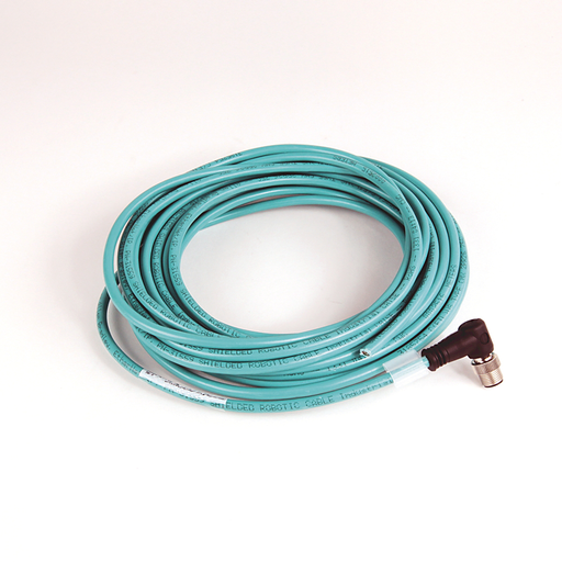 Ethernet Medya, Micro D-Code, QD Style, Standard, Right Angle Male, 4 conductors (2-pair), Teal 24 AWG Highflex TPE, Unshielded, 100BASE-TX, 100 Mbit/s, RJ45 Connector, Straight Male, standard, 5 Meters, Standard - 1585D-E4TBJM-5