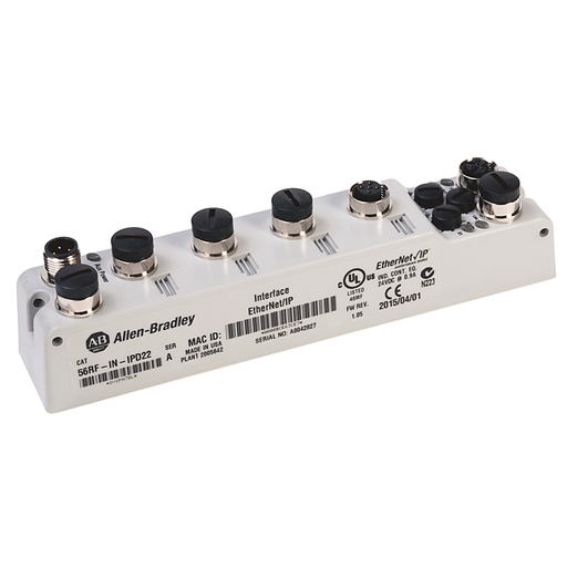 05c01df0a48198a934b0804de0fc7240673f9519-medium-1.png RFID Interface, 56RF, iCode, EthertNet/IP, Dual Channel with I/O, 1 input & 1 output - 56RF-IN-IPD22