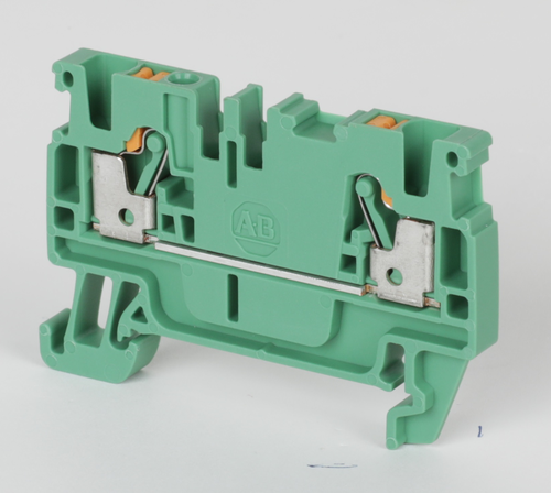 Terminal Block, Push-in connection, IEC, Feed-Through, 2.5mm, Single Level, 2 Connection Points, Green, Package Qty 100 - 1492-P3-G