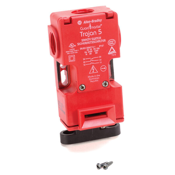 Tongue Interlock, Trojan 5, No Special Features, 2 N.C. Safety, 1 N.O Aux, 2 N.C. Safety Contacts, Make Before Break, 1 N.O. Auxillary Contact, Semi Flex, M20 Conduit, Tongue Interlock Switch, Plastic - 440K-T11123