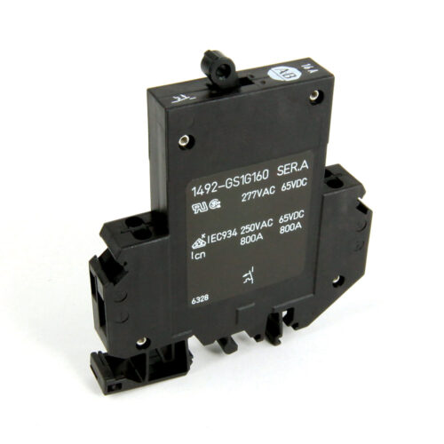 1492-GS High Density Mini Circuit Breakers (Toggle Style), 1 pole, G-Trip Characteristics - Inductive Loads (AC), 16.0 Amp Rating - 1492-GS1G160