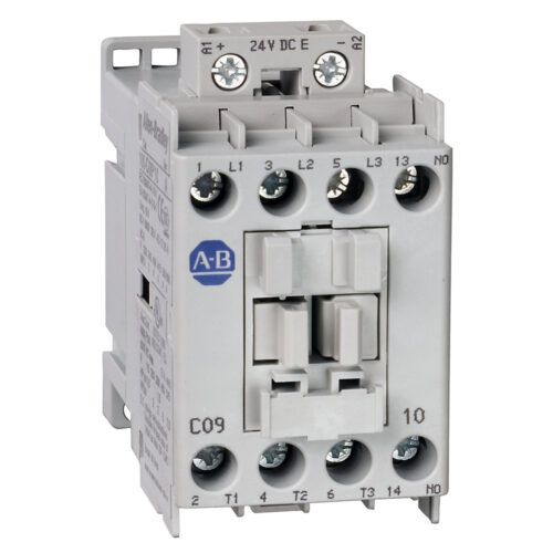 Contactor, 9 A, IEC, 24V50/60Hz/24VDC Elec Cl, Electronic, 3 Normally Open Poles, 24V DC Electronic, 1 NO Contacts & 0 NC Contacts, Single Pack, Line Side Coil Termination, Screw Terminals, Motor Load - 100-C09EJ10