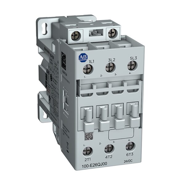100-E26QJ-3P_1000x1000-1.jpg Contactor, IEC, 26 A, 24V DC Low Consumption, Fast Drop-Out, 3 NO Poles, 0 NO 0 NC Auxiliary Contacts, Screw Terminals - 100-E26QJ00