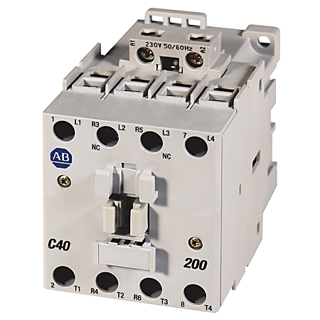 100-C IEC Contactor, Screw Terminals, Line Side, 43A, 0 N.O. 0 N.C. Auxiliary Contact Configuration, Single Pack - 100-C43D00