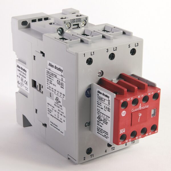 100S-C60D04C_1000x1000-1.jpg Safety Contactor, 60 A, 230V 50/60 Hz, 230V AC 50/60 Hz, 3 Normally Open Power Poles, 1 NOC & 4 NCC, Line Side Coil Termination, Bifuracated Contact - 100S-C60KF14BC