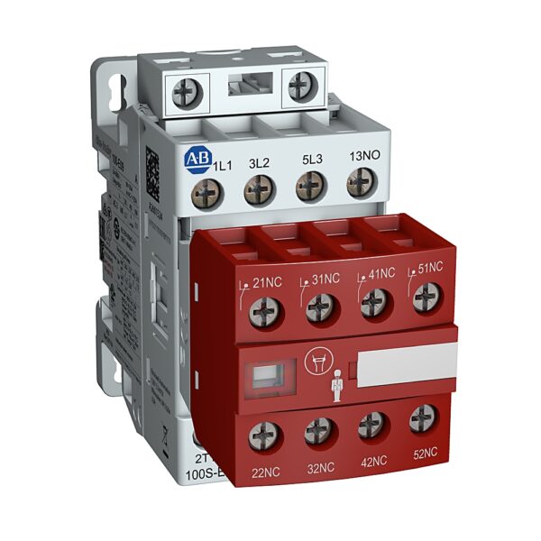 100S-E09-3P_1000x1000-1.jpg Safety Contactor, IEC, 16 A, 24-60V 50-60 Hz/20-60V DC Low Consumption, 3 NO Poles, 1 NO 0 NC Auxiliary Contacts, 0 NO 4 NC Safety Auxiliary Contacts, Screw Terminals - 100S-E16EJ14C