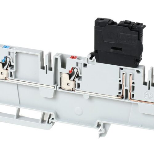 1492-P10PD4E-1B1FB Terminal Block, Push-in connection, IEC, Application Specific, Control Power Distribution Block, 1 Blue Distribution End Connection and 1 Red Distribution End Connection, With Fuse Holder, 10-36V, with LED, 4mm, Grey, Package Qty 50 - 1492-P10PD4E-1B1FB24