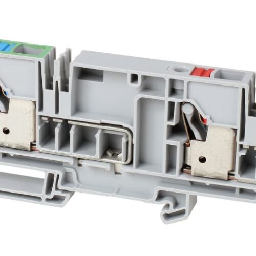 1492-P10PD4S-1RE1G Terminal Block, Push-in connection, IEC, Application Specific, Control Power Distribution Block, 1 Red Feed-in Start and 1 Ground Feed-in Start Connections, 10mm, Grey, Package Qty 20 - 1492-P10PD4S-1RE1G