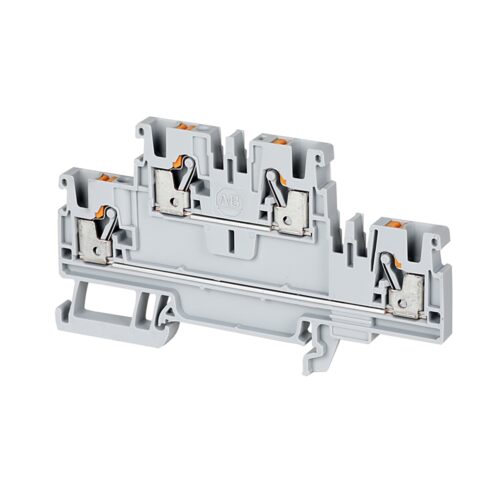 Terminal Block, Push-in connection, IEC, Double-Level, Feed-Through, 2.5mm, Single Level, 4 Connection Points, Yellow, Package Qty 50 - 1492-PD3-Y
