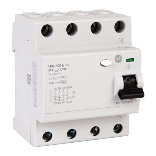 1492-RCDA4_1000x1000 Residual Current Devices, 4 Pole Configuration, 500mA Sensitivity, A40 - 1492-RCDA4D40