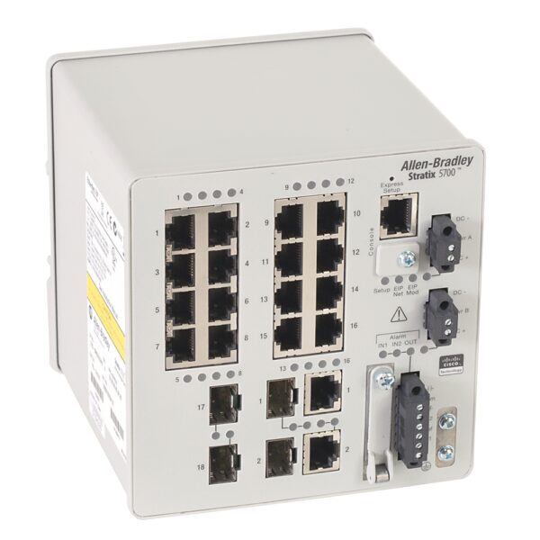 Stratix 5700, 16 copper 10/100 Port s, 2 combo(copper or SFP slot) 10/100/1000 Port s, 2 SFP 10/100 slots, full FW, 1588 PTP, Conformal coating - 1783-BMS20CGPK
