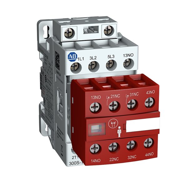 300S-T-3P_1000x1000 Safety Contactor, NEMA, Size 0, 18 A, 250-500V 50-60 Hz/250-500V DC, 3 NO Poles, 1 NO 0 NC Auxiliary Contacts, 2 NO 2 NC Safety Auxiliary Contacts, Screw Terminals - 300S-AOB9332C