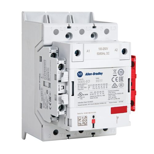 300S_1000x1000 Safety Contactor, NEMA, Size 4, 146 A, 250-500V 50-60 Hz/250-500V DC, 3 NO Poles, 1 NO 1 NC Auxiliary Contacts, With 24V DC PLC Interface, Bus Bar Connections - 300S-EOEN9312C