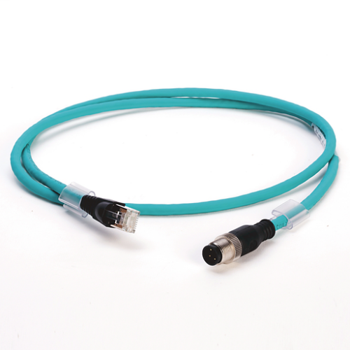 39fcb7c497ff06be3aaf271a96ebd56c4fbff87e-medium Ethernet Medya, Micro D-Code, QD Style, Standard, Straight Male, 4 conductors (2-pair), Teal Unshld 24AWG Highflex TPE, 100BASE-TX, 100 Mbit/s, RJ45 Connector, Straight Male, standard, 0.2 Meters, Standard - 1585D-M4TBJM-0M2