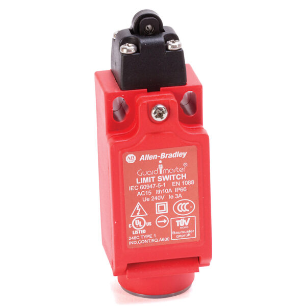 Bulletin 440P, Small Plastic IEC, Full Switch (Head & Body), Roller Plunger, BBM, 1NO 2NC Circuits, 6-Pin AC M12 Quick Disconnect - 440P-CRPB12R6