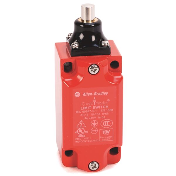 Safety Limit Switches, Large Metal IEC, Full Sw Head & Body, Top Push Rod, 4 Circuits, Conduit Entry, Break Before Make, 3 Normally Closed Contacts, 1 Normally Open Contact, Standard Contacts - 25C Low Temp Limit, 65C High Temp Limit, Spring Return, M20 - 440P-MDPB13B