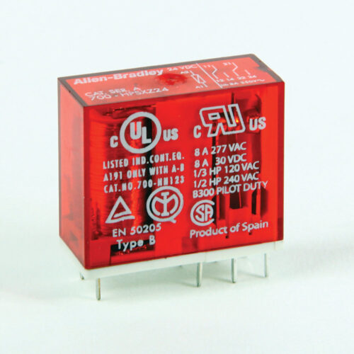 Safety Control Relay, 700-HP General Purpose PCB PIN Style Relay, 8 A, 2 Pole, DPDT, 24V DC, (Pkg. Qty. of 10) - 700-HPSXZ24