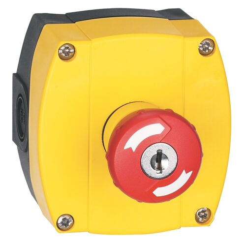 800F 1-Hole Enclosure E-Stop Station, Plastic, PG, Key Release 40mm, Non-Illuminated, 1 N.C. - 800F-1YP4