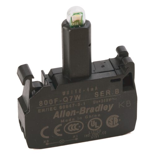 Integrated LED (Spring-Clamp), Latch Mount, 240V AC, White LED - 800F-Q7W