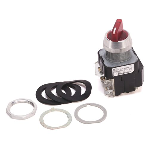 800T PB, 30mm Selector Switch, 2 Position Selector Switch, Standard Knob Type, 12-130V AC/DC, Red, KB6 Cam, KB6 Cam, Maintained, 12-130V AC/DC, No Guards - on Terminals, LED Lamp, 1-NO 1-NC Standard Contacts, No Block in Position 3, Standard Knob Maintai - 800T-2HRH2KB6AX